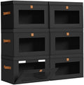 DIMJ Storage Bins with Lids - 6 Pack Large Fabric Closet Organizer with Window & Handles, Collapsible Decorative Storage Boxes for Shelves Under Bed, Books Clothes Blankets Sweaters Organization by DiMJ