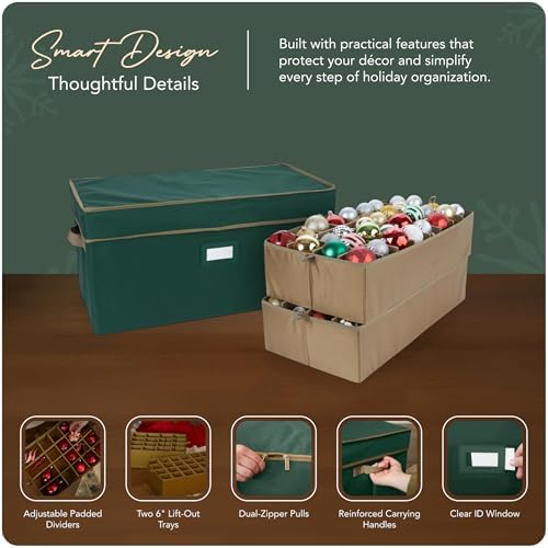 Covermates Adjustable Ornament Storage Box, 25.5"W x 13"D x 12.5"H, Green - Image 4