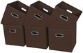 Fabric Cubby Storage Bins, 13x13x13 Inches, Foldable Storage Bins with Dual Handles, Set of 6, Coffee by Yunkeeper