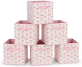 6 Pcs Pink Bow Cube Storage Bins 12.5 Inch Pink Storage Basket with Handle, Preppy Girls Organizer Basket, Collapsible Fabric Box for Classroom Bedrooms Office Home Decoration (Bow) by BBSET