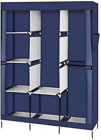 Knocbel Portable Closets Freestanding Closet Organzier Clothes Garment Rack with Storage Shelves & 3 Hanging Rods, 49.2" W x 17" D x 70.9" H Blue by Knocbel