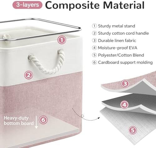 13x13 Inch Foldable Fabric Cube Storage Bins with Handles 6 Pack - Image 6