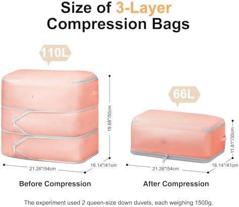 Comforter Storage Bag - Large Capacity Blanket Storage Bags 3-Layer Ultra Space Saving Self Compression Organizer, Washable Compression Bags for Storage Comforter Blanket, 4-Pack, Pink - Image 2