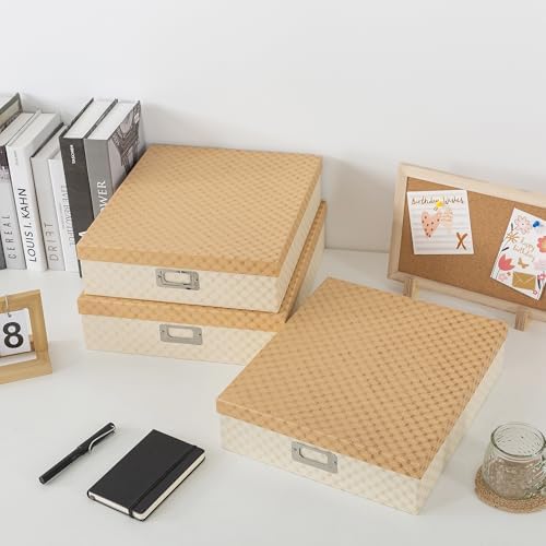 Soul & Lane - Geometric Check Scrapbook Storage Boxes with Lids, Set of 3 - Image 4