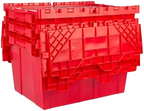 HE HUDSON EXCHANGE 21.9x15.2x12.8” (3 Pack, 12.7 Gallon) Tote with Attached Lid, Red by HudsonExchange