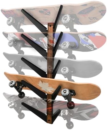 J JACKCUBE DESIGN Skateboard Wall Mount Storage Rack, Longboard Organizer Horizontal Display Holder Floating Shelf for 5 Skate Deck - MK957A by JACKCUBEDESIGN