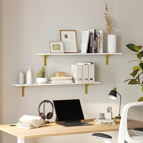 DINZI LVJ Long Wall Shelves, 31.5Inch Wooden Wall Mounted Shelves, Set of 4 - Image 6