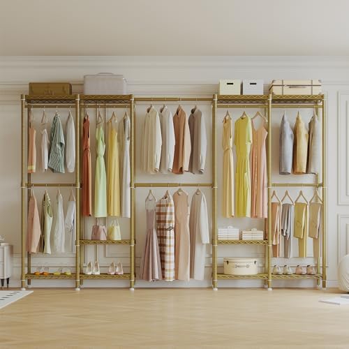 Higeego H5 Pro Heavy Duty Clothes Rack, Freestanding Clothing Rack, Gold - Image 2
