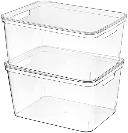 Storage Bin Organizer | Storage Organizing Container (Lid Not Included), 17 Liter, Set of 4, Clear by HANAMYA