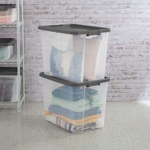 Sterilite 8-Pack Modular Stacker Box, Durable Clear Plastic Storage Bins with Latching Lids, 108 Quart - Stackable Organizing Container Boxes for Closet, Bathroom, and Office - Image 7