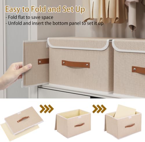 Yawinhe Storage Bins with Lids,Beige,17.7x11.8x11.8in,3-Pack - Image 6