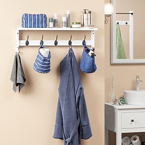 AMBIRD Coat Rack Wall Mount with Shelf, 28.9 Inches Coat Hooks Wall Mounted with 5 Hooks, Hat Wall Hooks for Hanging in Entryway, Living Room, Bathroom, Bedroom (White, 28.9 * 4.5 inches) - Image 4