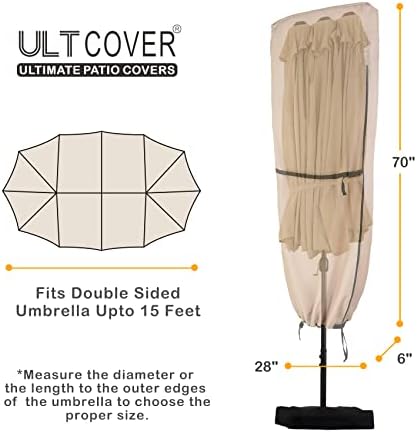 ULTCOVER Waterproof Patio Market Extra Large Umbrella Cover - Image 2