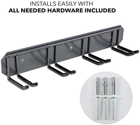 RaxGo Ski Storage Rack, Wall Mounted, Holds 4 Pairs of Skis & Skiing Poles or Snowboard for Home and Garage Storage, Heavy Duty and Rubber-Coated Hooks - Image 4