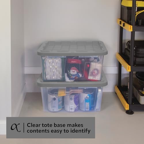 CX 27-Gallon Heavy Duty Clear Stackable Storage Bins with Lids, 4 Pack Gray - Image 3