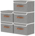 OUTBROS Collapsible Storage Boxes, Grey, 5 Pack 10.2 x 7.9 x 6.7 in by OUTBROS