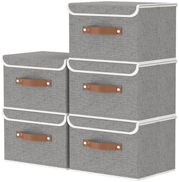 OUTBROS Collapsible Storage Boxes, Grey, 5 Pack 10.2 x 7.9 x 6.7 in by OUTBROS