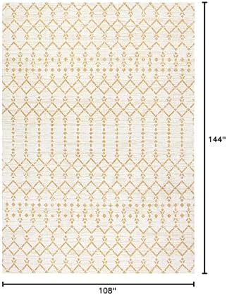 Eyely Moroccan Woven Area Rug 9X12 Cream/Yellow, Indoor Outdoor Rug - Image 2