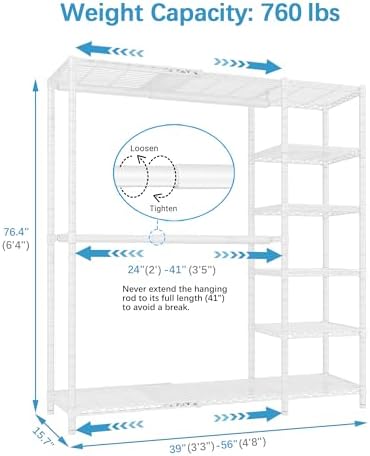 VIPEK X2 Expandable Clothes Rack Portable Closet Organizer System White - Image 5