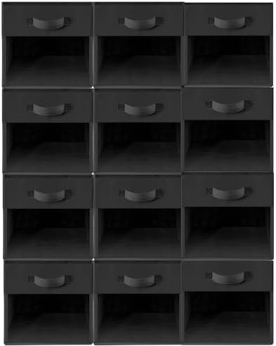 Storage Bins with Clear Window, 13x13 Storage Cubes, Collapsible Cube Storage Box, Fabric Closet Organizers with Handles for Home, Office, Shelf, Closets, Living Room, Black, 12 Pack by Unknown