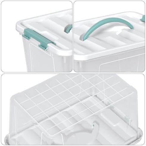 Readsky 4 Packs Clear Storage Latch Box Plastic, 14 Quart Plastic Storage Bin with Lid and Handle, Stackable Container Organizers for Home, Office, Craft, Snacks, and Medicine - Image 3