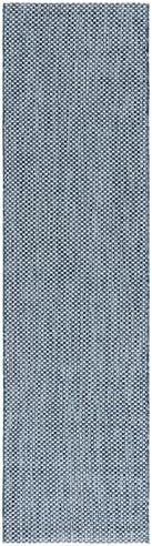 SAFAVIEH Courtyard Collection 2'3" x 20' Navy/Grey CY8521 Indoor/ Outdoor Waterproof Easy Cleaning Patio Backyard Mudroom Runner Rug - Image 2