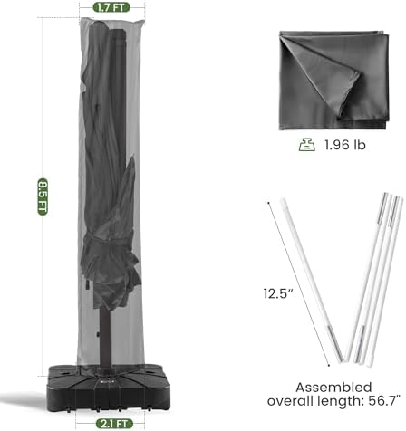 Cantilever Patio Umbrella Cover with Zipper and Rod - Image 4