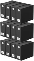 SpaceAid 12 Pack Bed Sheet Organizers and Storage, Foldable Sheet Organizer for Linen Closet, Set Folder Keeper with Window XL (Queen & King Size) Bedding Container (Black) by SpaceAid
