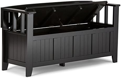 SIMPLIHOME Acadian 48" Wide Solid Wood Storage Bench in Black - Image 4