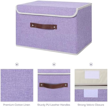 ANMINY Fabric Storage Box Bins with Lids, Purple, 13"x9"x7.9", 4 Pack - Image 4