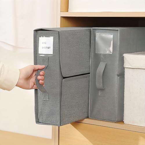 Bed Sheet Organiser Folding Storage,Bedding Storage Bags,4 Pack Bedding Box,Bedding Storage Box For Cover Bedding Closet Blankets Set Clothes Grey - Image 7