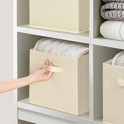 Storage Bins, 11 Inch Fabric Storage Cubes, Collapsible Cube Storage Box, Fabric Closet Organizers with Handle for Home, Office, Cabinet, Closets, Bedroom, Living Room, Beige, 40 Set - Image 6