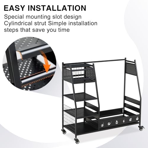 Lauren&Harold Golf Bag Organizer Garage Storage, Golf Storage Rack Stand Fits 2 Golf Bags, Golf Clubs and Other Golfing Equipment Accessories, Golf Organizer for Garage, Club, Shed, Basement - Image 3
