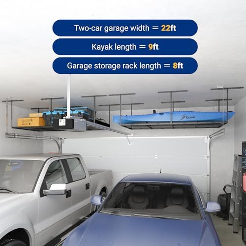 FLEXIMOUNTS 4x8 Overhead Garage Ceiling Storage Rack Adjustable, Hammertone - Image 6