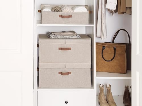 StorageWorks Large Decorative Storage Boxes with Lids, Light Brown - Image 4
