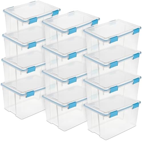 Sterilite Gasket Storage Box with Lids for Home & Office, 54 Quart, 12-Pack by Sterilite