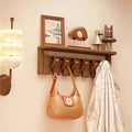 Paint Wood Wall Mounted Coat RackHooks Piano Key Hangers Natural Solid Wood Hanger Non-Woven Fabric Clothes Hangers for Closet, Kitchen, Bedroom, Bathroom, Entryway（Shelf+Walnut 6 Hooks） by MurphyBedKitMattresFrame