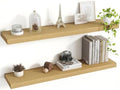 Acovy 36 Inch Floating Shelves, 8 Inch Deep Floating Shelves for Wall, Hanging Shelf with Invisible Brackets, Deep Shelves for Bathroom, Bedroom, Living Room, Oak, Set of 2 by Acovy