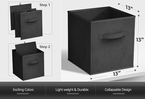 Sorbus 6-Pack Fabric Storage Cubes (13 Inch, Black & White) - Image 2