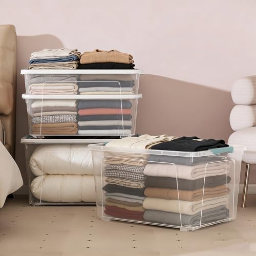 85-Quart Wheeled Latching Storage Box, 4-Pack Large Stackable Bin - Image 6