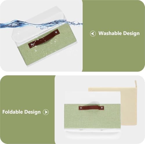ANMINY Fabric Storage Box Bins with Lids, Green White, 15"x10"x10", 4 Pack - Image 3