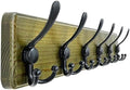 Dseap Coat Rack Wall Mounted - 24" Long 6 Tri Hooks, Heavy Duty Wooden Wall Coat Hanger Coat Hook for Clothes Hat Jacket Clothing, Weathered Green and Black by Dseap