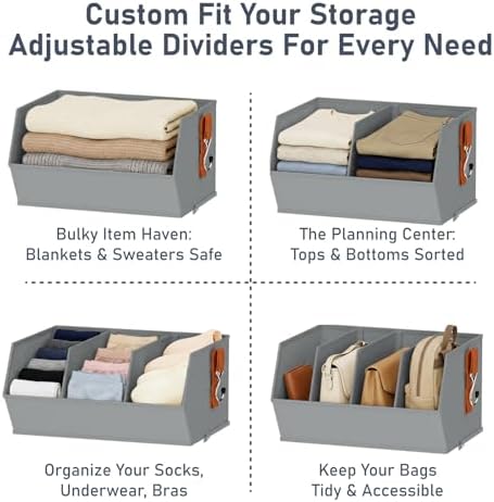Hanging Closet Organizer Extra Large, Clothes Hanging Shelves for Closet with Divider, Collapsible Closet Storage System, Fabric Storage Bins for Home, Dorm, Rv, Sweaters, Handbags, Underwear, Sock - Image 5