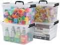 Wekioger 4 Pack 12 Quart Clear Lidded Bin, Latching Storage Box with Handle by Wekioger