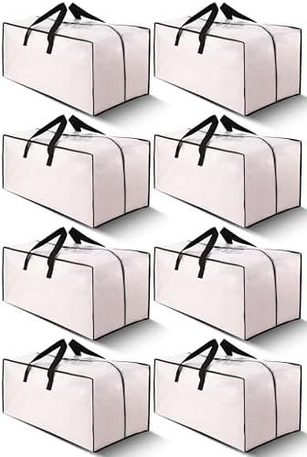 Cosy Family 8 Pack Heavy Duty Extra Large Moving Bags with Backpack Straps - Strong Handles & Zippers, Storage Totes For Space Saving, Fold Flat, Alternative to Moving Box (Set of 8, Clear) by Cosy+Family