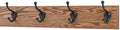 Oak Coat Rack with Oil Rubbed Bronze Hat & Coat Style Hooks (Chestnut, 20" x 3.5" with 4 Hooks) by PEG+AND+RAIL