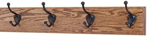 Oak Coat Rack with Oil Rubbed Bronze Hat & Coat Style Hooks (Chestnut, 20" x 3.5" with 4 Hooks) by PEG+AND+RAIL