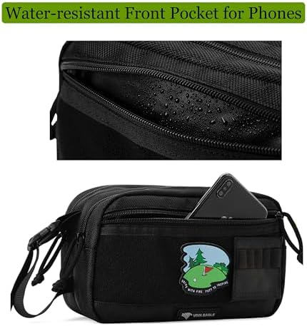 Golf Pouch Bag for Balls Accessories Valuables | Customizable with Hook-and-Loop Panel | Ideal Golfer Gift, Includes Tee-Holder and Motivation Patches | Also Great for Gym Sports Travel Tactical - Image 4