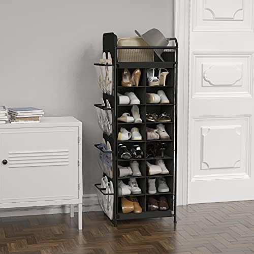 Simple Houseware 16 Cube Shoe Stand Tower Rack 8 Tier, Black - Image 2