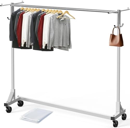 Simple Houseware Industrial Grade Z-Base Garment Rack w/Cover Tube Bracket - Image 3